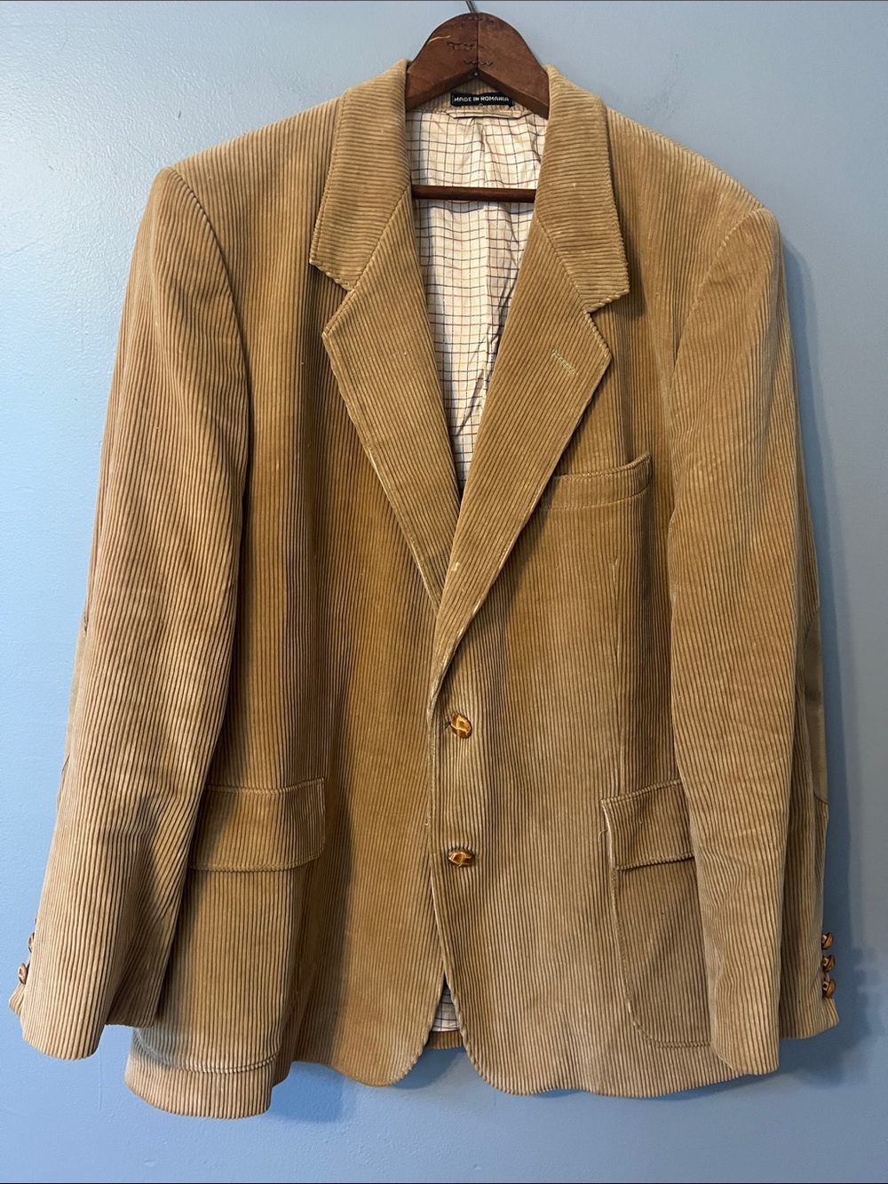 Men's Tan Corduroy Sport Coat - Classic Notch Lapel Blazer